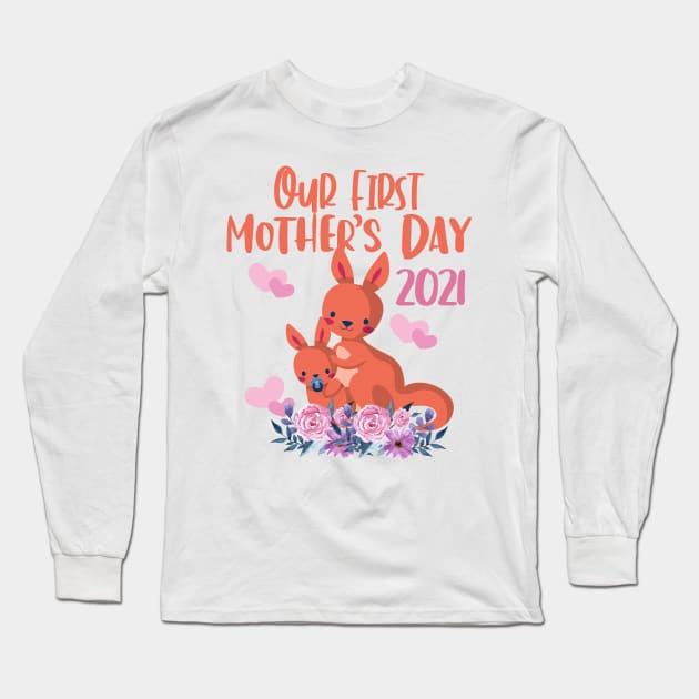 Floral Matching Our First Mother's Day Kangaroo outfit Long Sleeve T-Shirt by ArtedPool